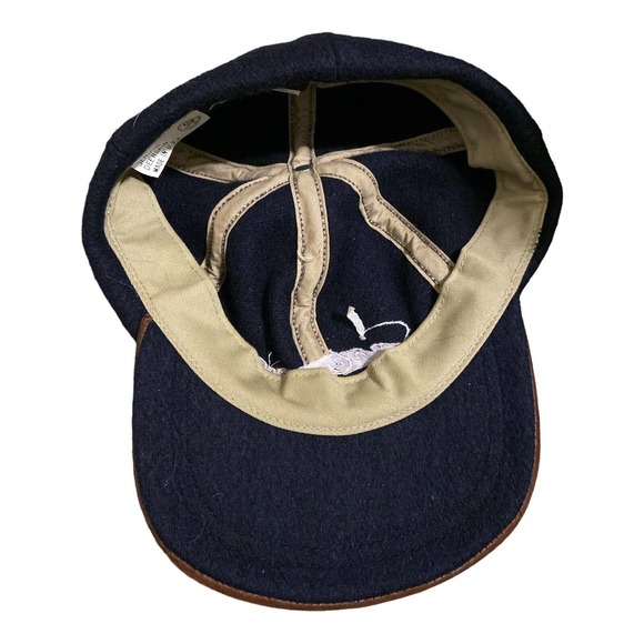 Vintage Wool Aureus Blue Hat Cap Deerskin Bill Size Large Made in USA Canterwood - Picture 4 of 5